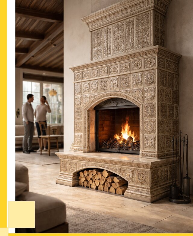 Купить изразцовый камин в Карабулаке от 258225 р. | ЭриданКрб