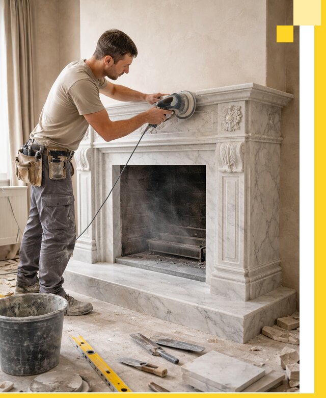 Изготовление и установка мраморных каминов в Карабулаке под ключ