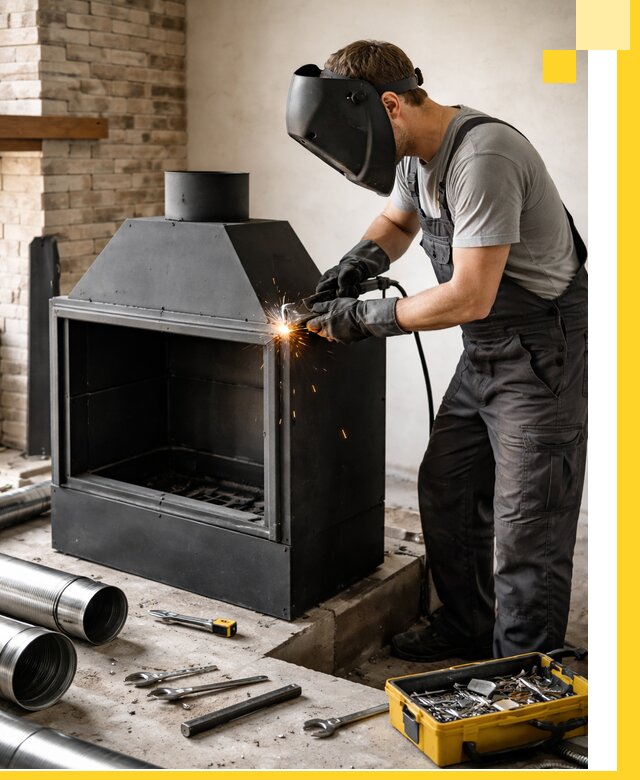 Продажа и установка металлических каминов в Карабулаке под ключ