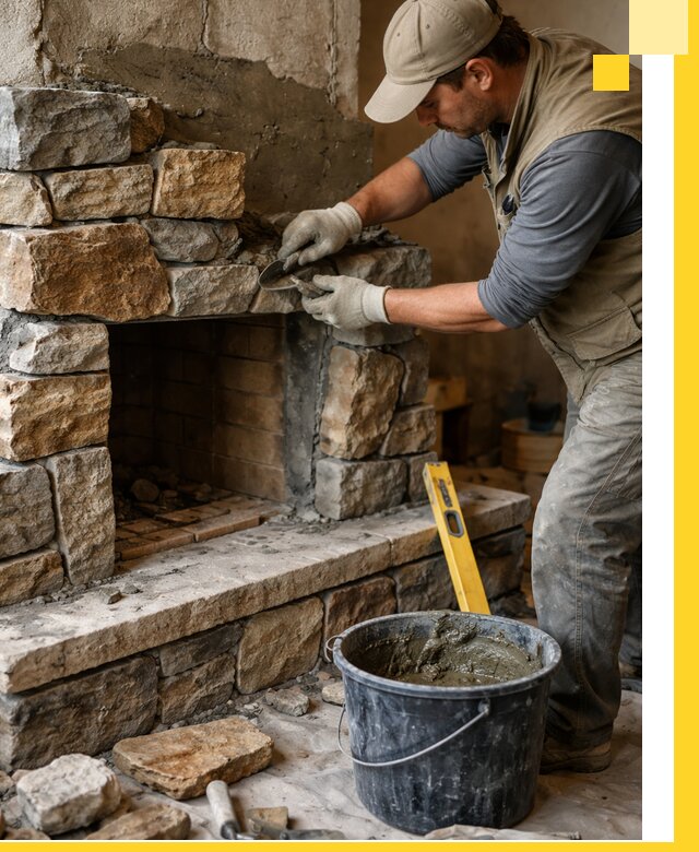 Изготовление и установка каменных каминов под ключ в Карабулаке