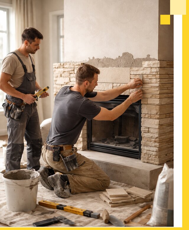 Установка и монтаж каминов для загородного дома в Карабулаке