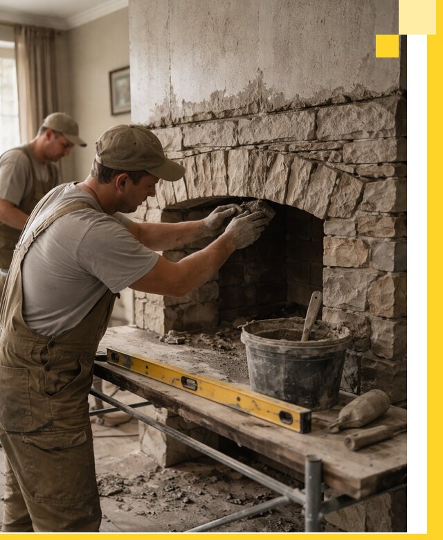 Изготовление каминов под ключ в Карабулаке, монтаж и отделка