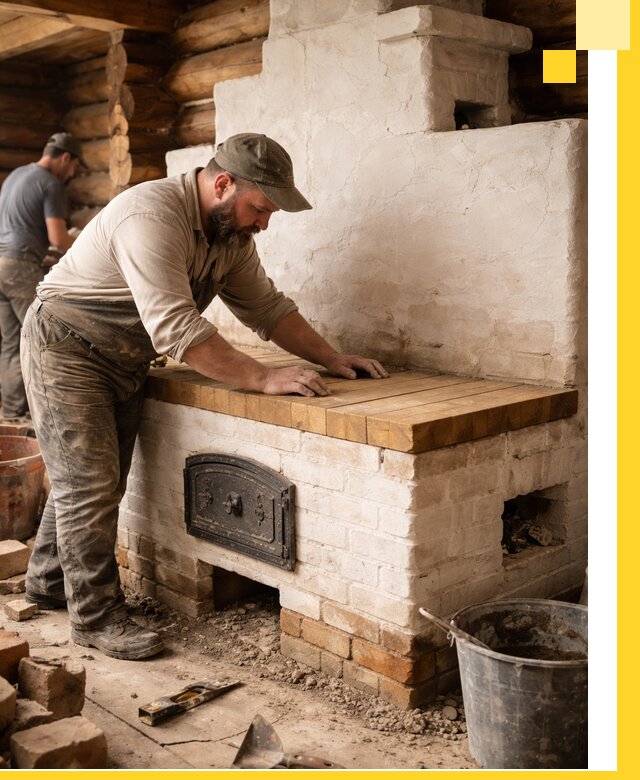 Проектирование и установка русской печи с лежанкой в Карабулаке