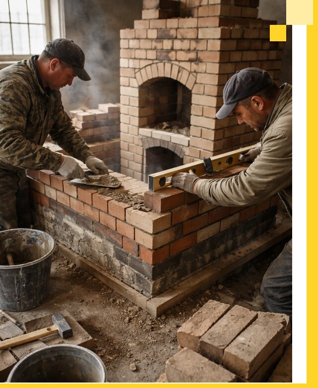 Изготовление и монтаж печей и каминов из кирпича в Карабулаке