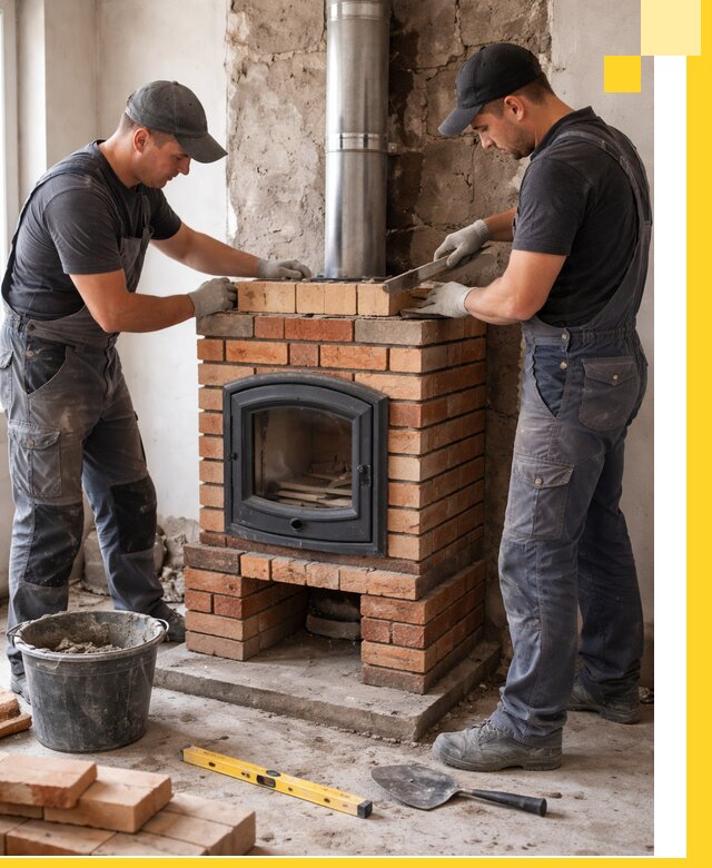 Монтаж печи камина под ключ в Карабулаке с гарантией и пусконаладкой