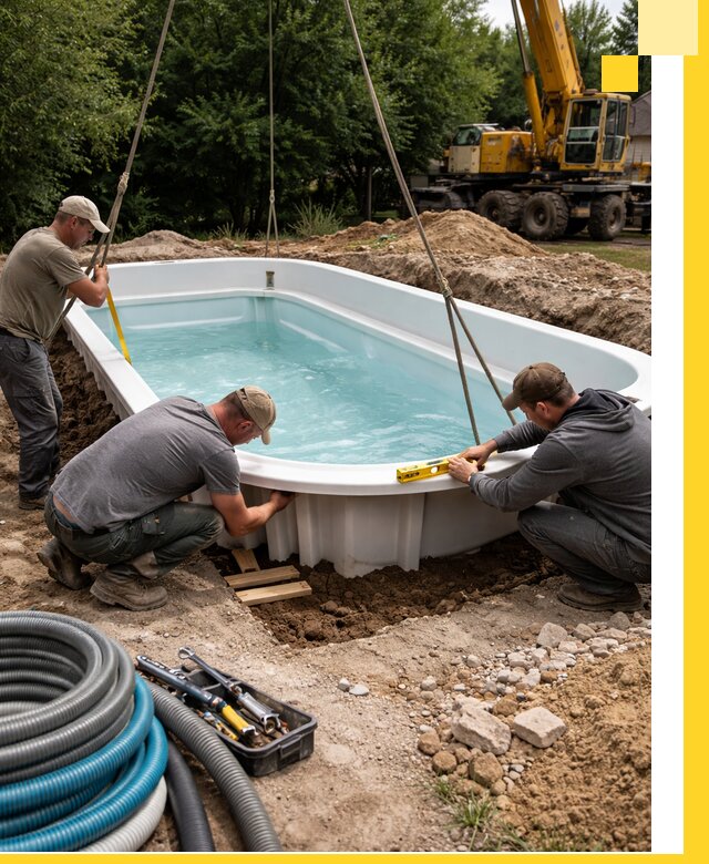 Установка и монтаж композитных бассейнов под ключ в Карабулаке