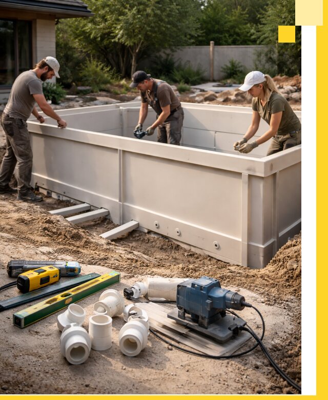 Установка полипропиленовых бассейнов под ключ в Карабулаке