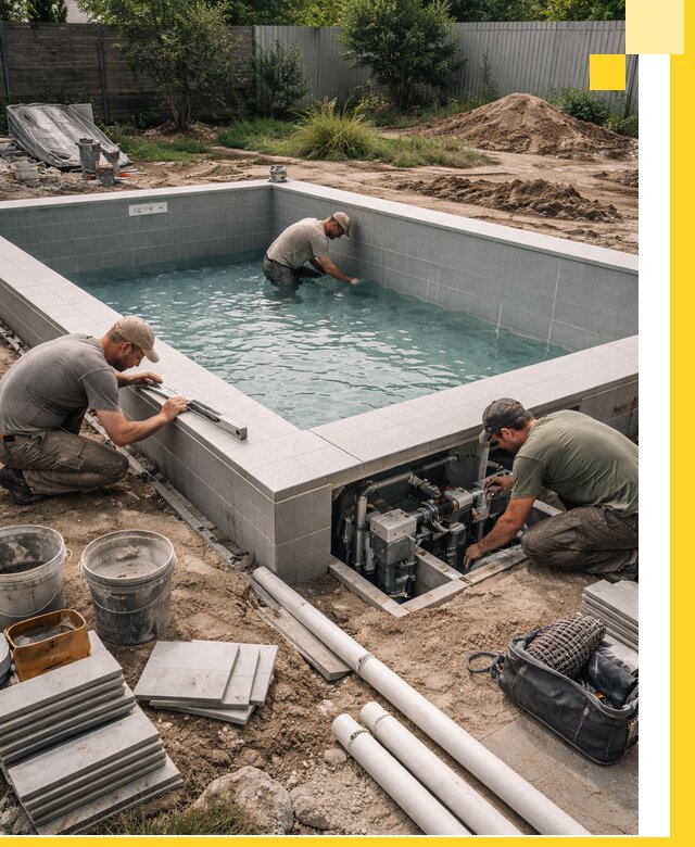 Строительство и монтаж бассейнов для дачи под ключ в Карабулаке