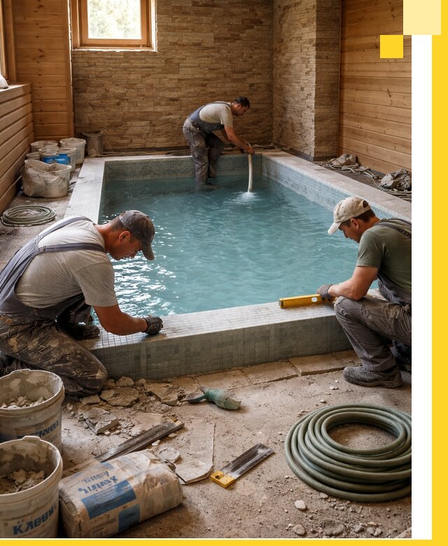 Проектирование и строительство бассейнов для бани в Карабулаке