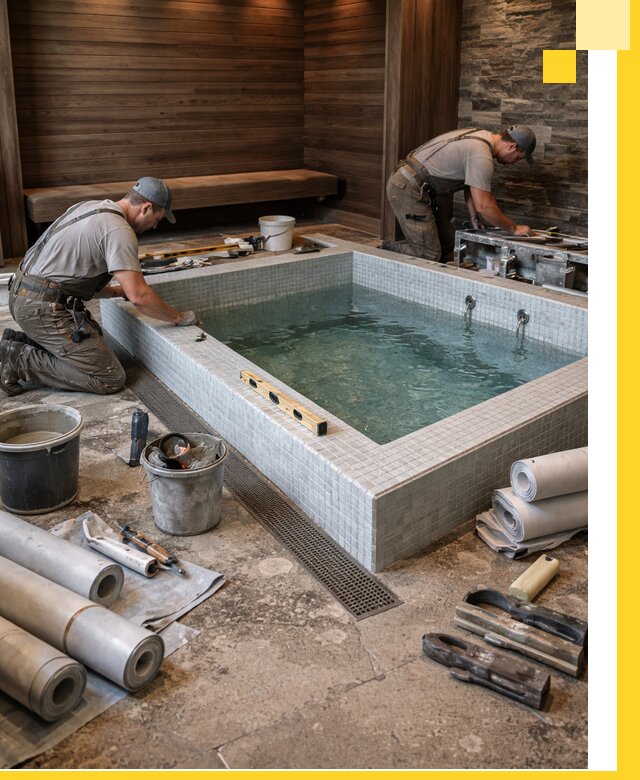 Установка и строительство бассейнов для сауны в Карабулаке