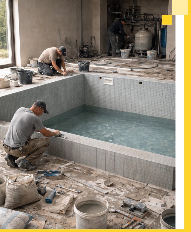 Строительство и монтаж бассейнов в помещении в Карабулаке