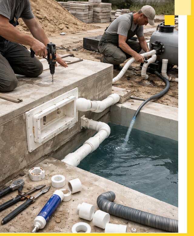 Строительство скиммерных бассейнов под ключ в Карабулаке