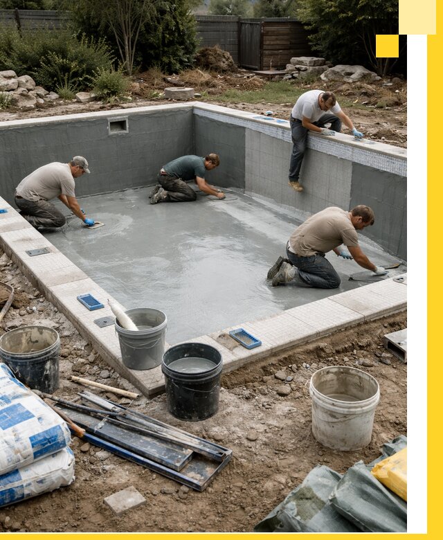 Изготовление и монтаж чаши бассейна под ключ в Карабулаке