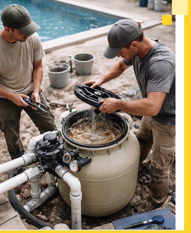 Установка и обслуживание песочных фильтров для бассейнов в Карабулаке