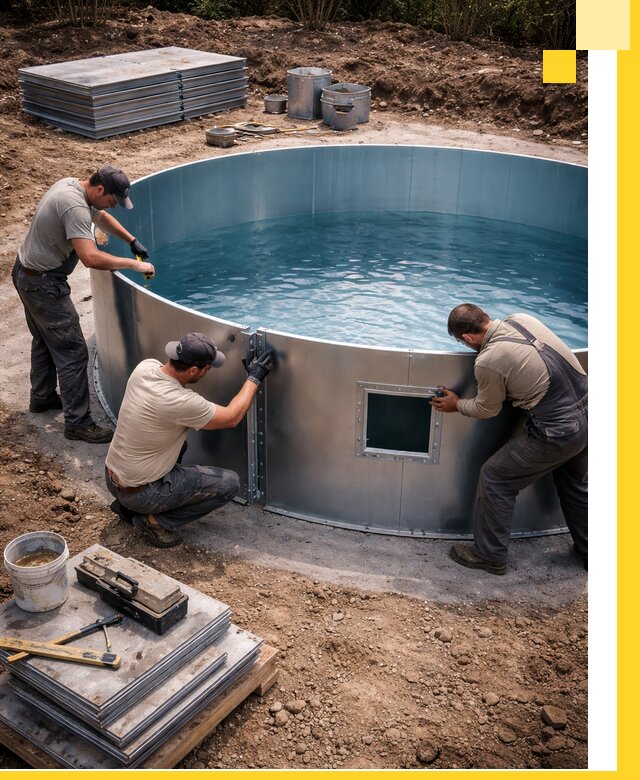 Круглые бассейны под ключ в Карабулаке проектирование и монтаж