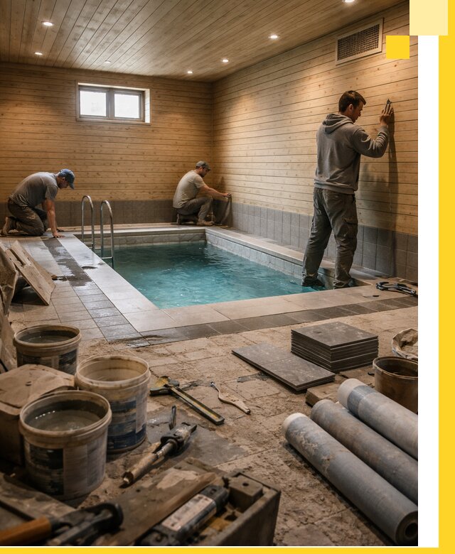 Строительство бани с бассейном и сауной под ключ в Карабулаке