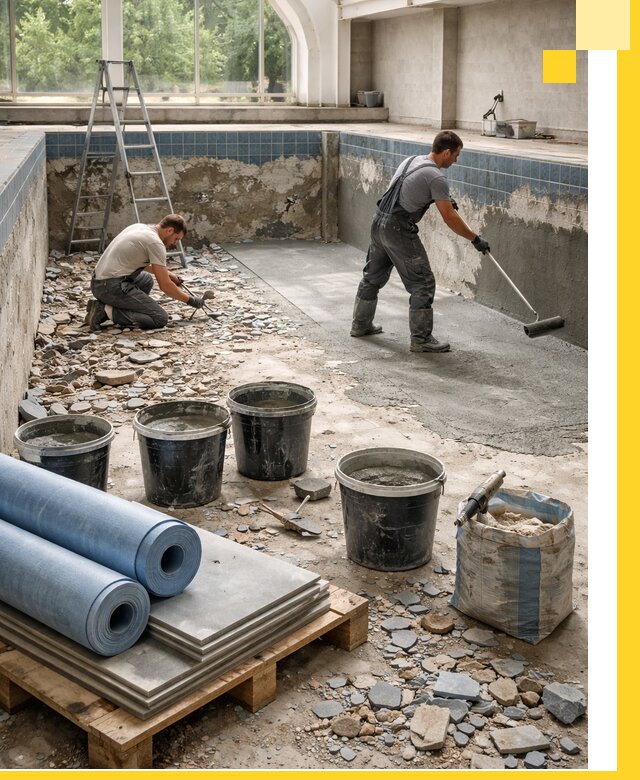 Реконструкция бассейнов в Карабулаке: ремонт, гидроизоляция