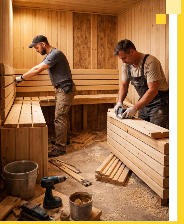 Профессиональный комплексный ремонт саун под ключ в Карабулаке