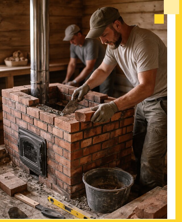 Кирпичные печи для бани под ключ в Карабулаке, проект и монтаж