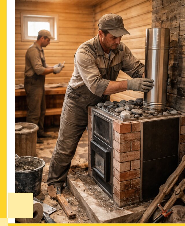 Монтаж печи в бане под ключ в Карабулаке от 20658 р. | ЭриданКрб