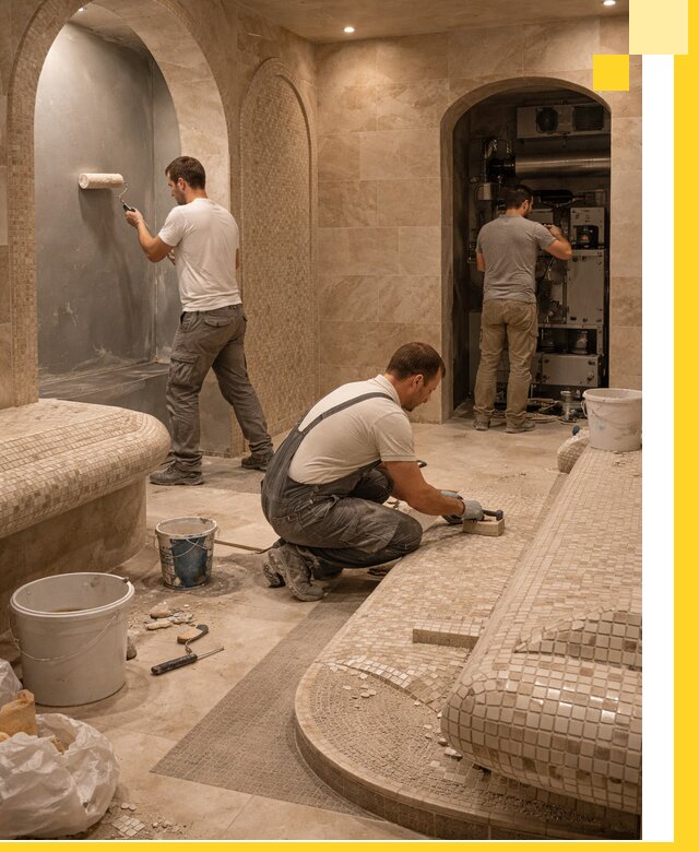 Строительство бани с хамамом и бассейном под ключ в Карабулаке