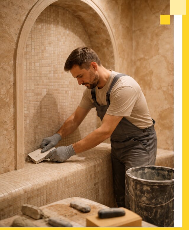 Профессиональная отделка хамамов с мозаикой под ключ в Карабулаке