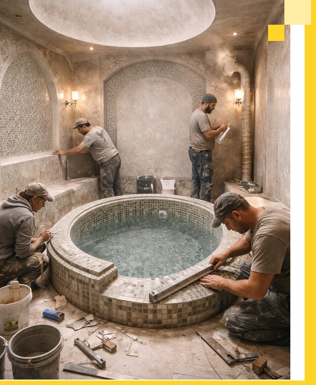 Профессиональное строительство хамама с бассейном в Карабулаке под ключ
