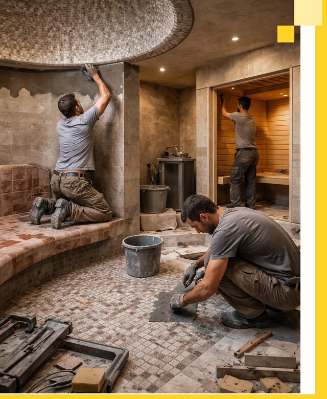 Проект и строительство хамама бани и сауны под ключ в Карабулаке