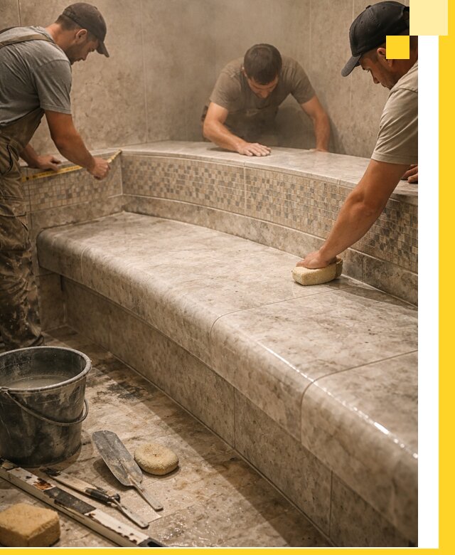 Изготовление и установка сидений для хамама в Карабулаке